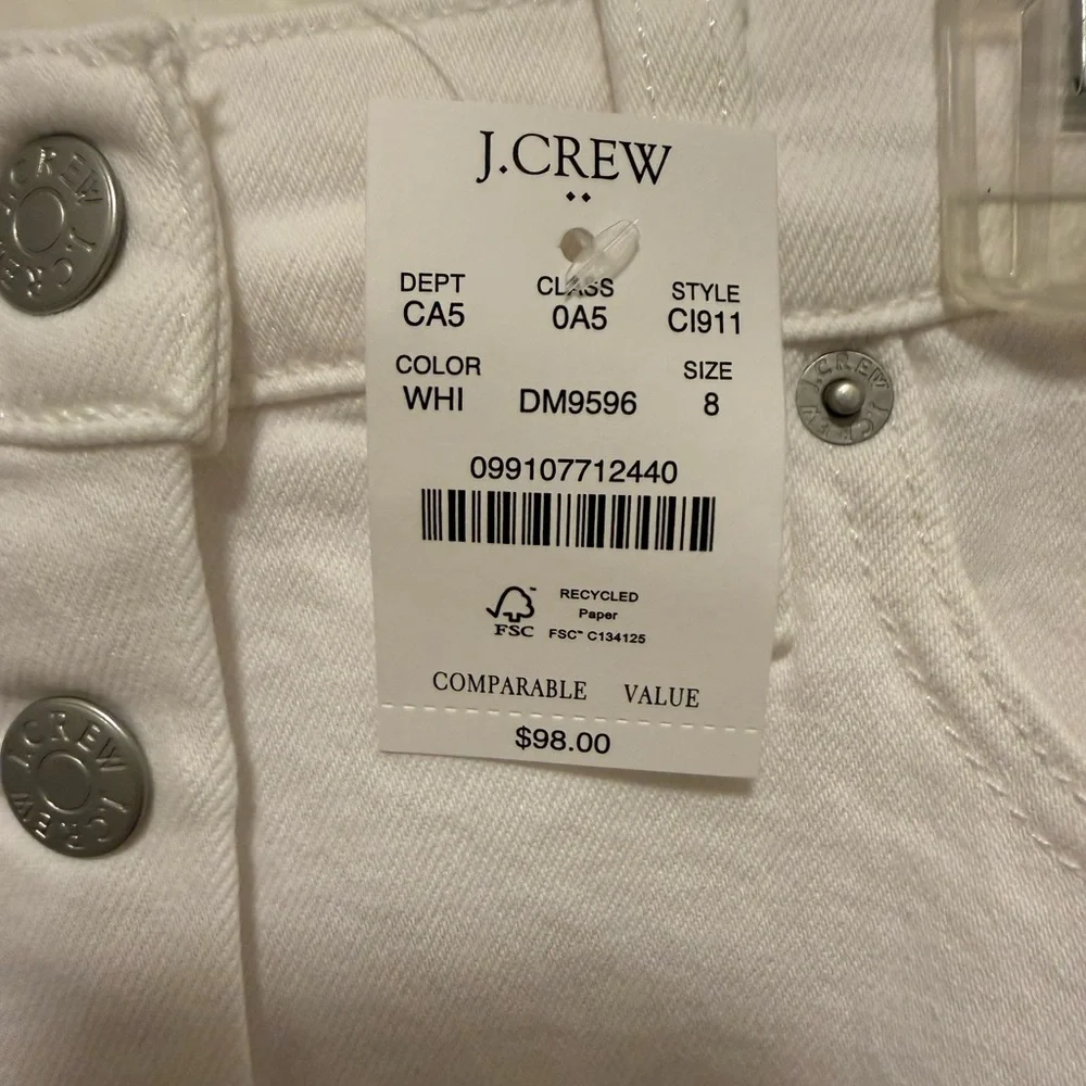 NWT J. Crew White Button-Front Mini Skirt - Size 8